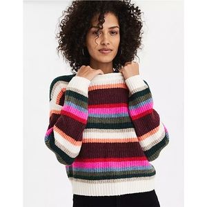 American Eagle Cozy Crewneck  Colorblock Striped Sweater Size Medium